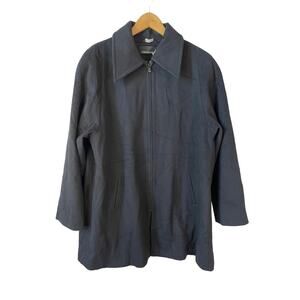 Jones New York Men's 100% Wool Coat Jacket Full Zip Black